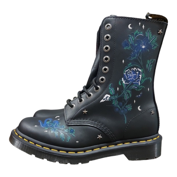 DR. MARTENS 1490 MYSTIC FLORAL LEATHER MID-CALF BOOTS Size Women’s 7 - Picture 3 of 8